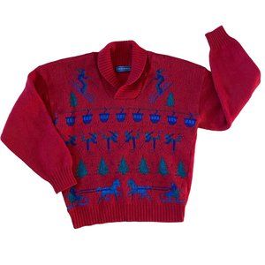 Vintage Crossings Wool Sweater Après-Ski Jacquard Knit Grandpa Winter Ski-M